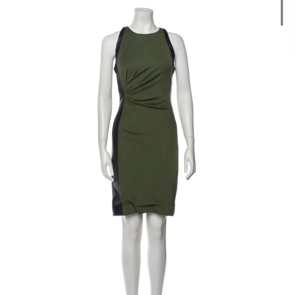 J Mendel Paris Faux Leather Trim Tank Dress